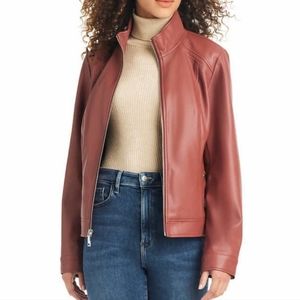 Vince Camuto Womens Faux Leather Jacket, pink nwt,
